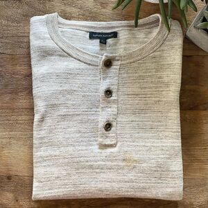 BANANA REPUBLIC Long Sleeve Beige Henley Top